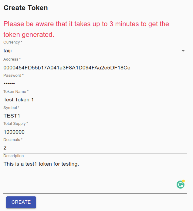 create token