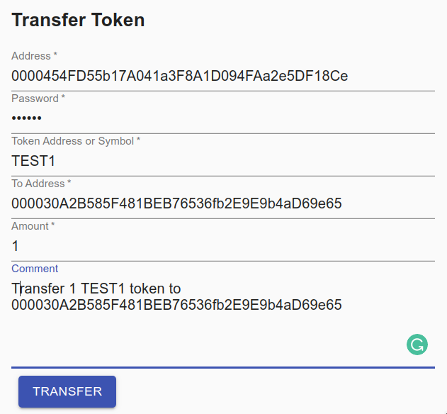 transfer token