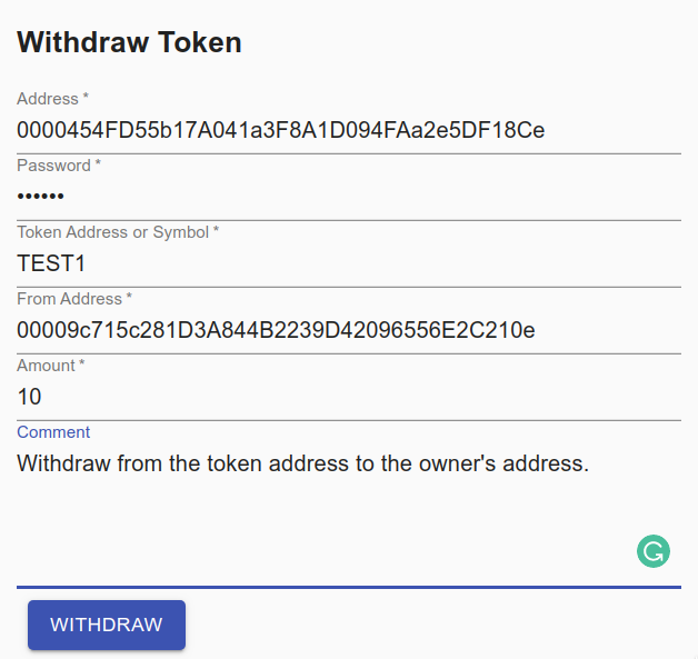 withdraw token